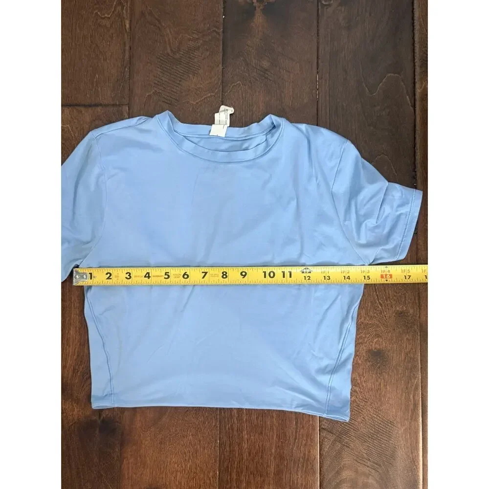 Lululemon Blue Nulu Soft Short Sleeve Stretch Fitted Athletic Top Women's M